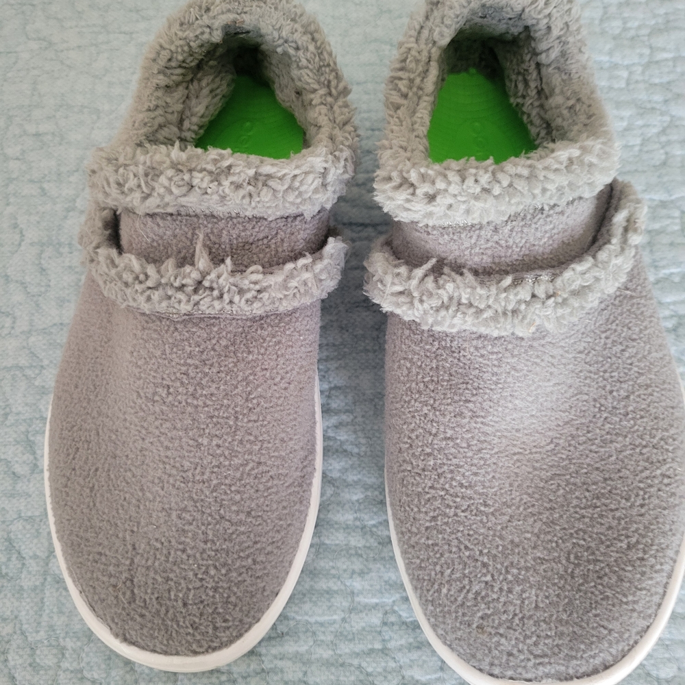Cozy Gray Fleece Slip-On Shoes